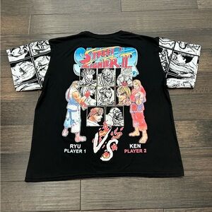 Street Fighter II Turbo T Shirt Mens 3XL Black Ryu VS Ken Y2K Capcom